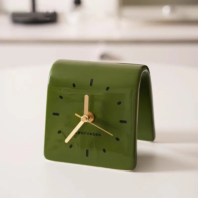 handmade ceramic desk clock minimalist needle clock