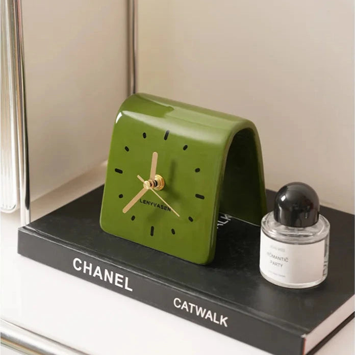 handmade ceramic desk clock minimalist needle clock