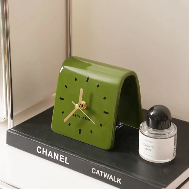 handmade ceramic desk clock minimalist needle clock