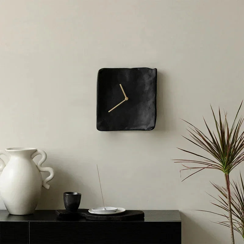 minimalist resin wall clock in textured matte finish