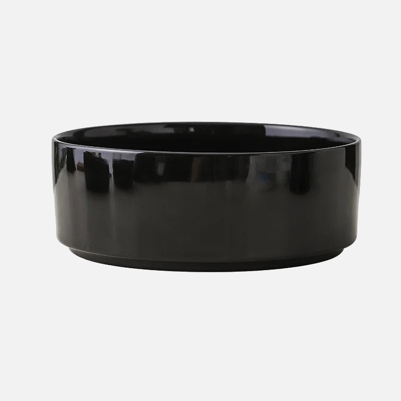 black ceramic elevated pet feeding bowl