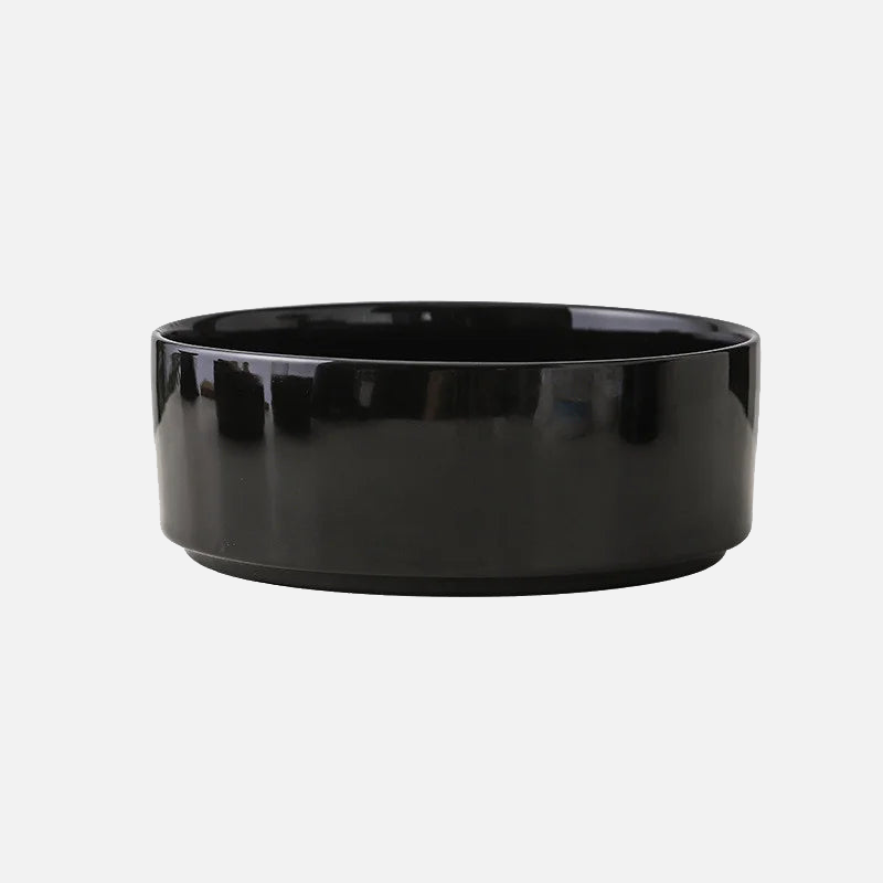 black ceramic elevated pet feeding bowl