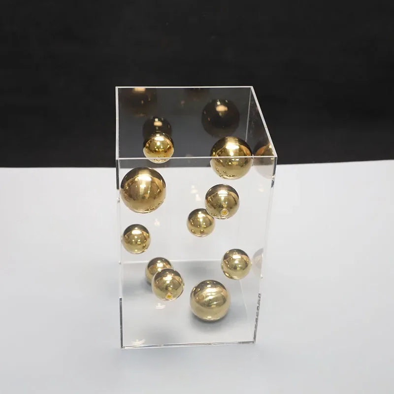 Abstract Metal Ball Artwork Square Acrylic Art Display Modern Sphere Aesthetic Decor