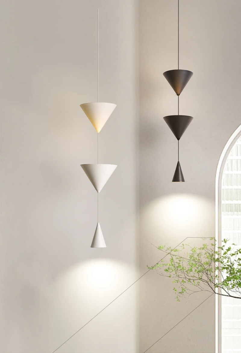 geometric double cone pendant lamp modern look elegant contemporary pendant light