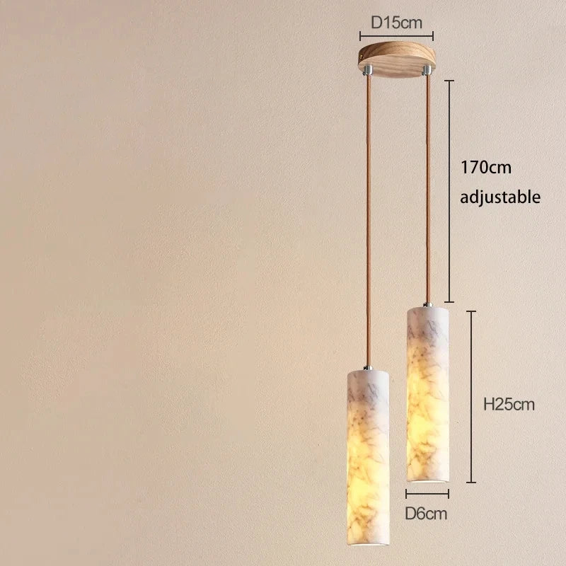 Opus marble LED pendant light cylinder marble lamp 