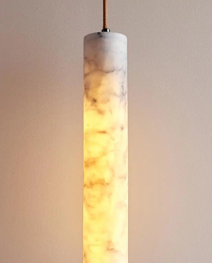 Opus marble LED pendant light cylinder marble lamp 