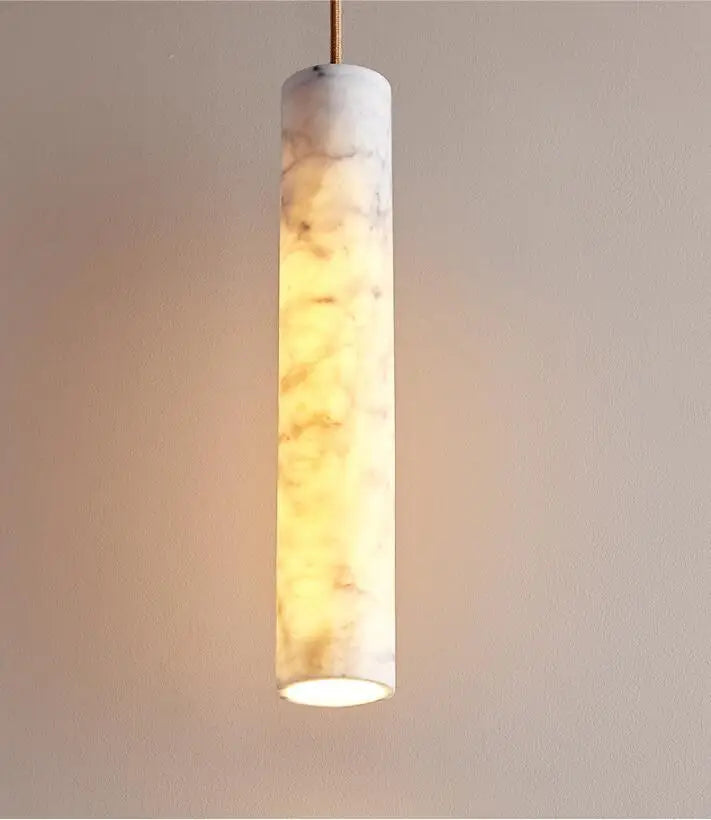 Opus marble LED pendant light cylinder marble lamp 