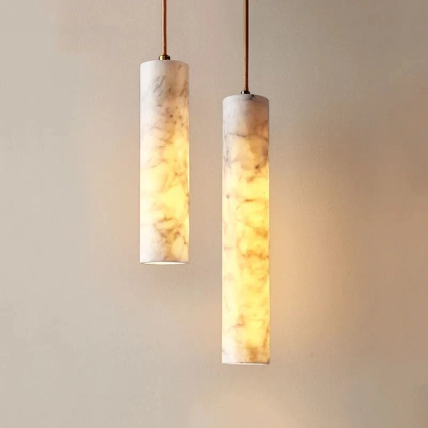 Opus marble LED pendant light cylinder marble lamp 