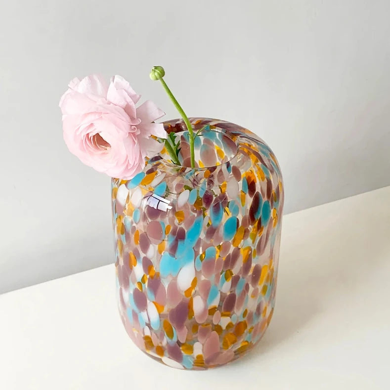 retro Murano glass color dot vase