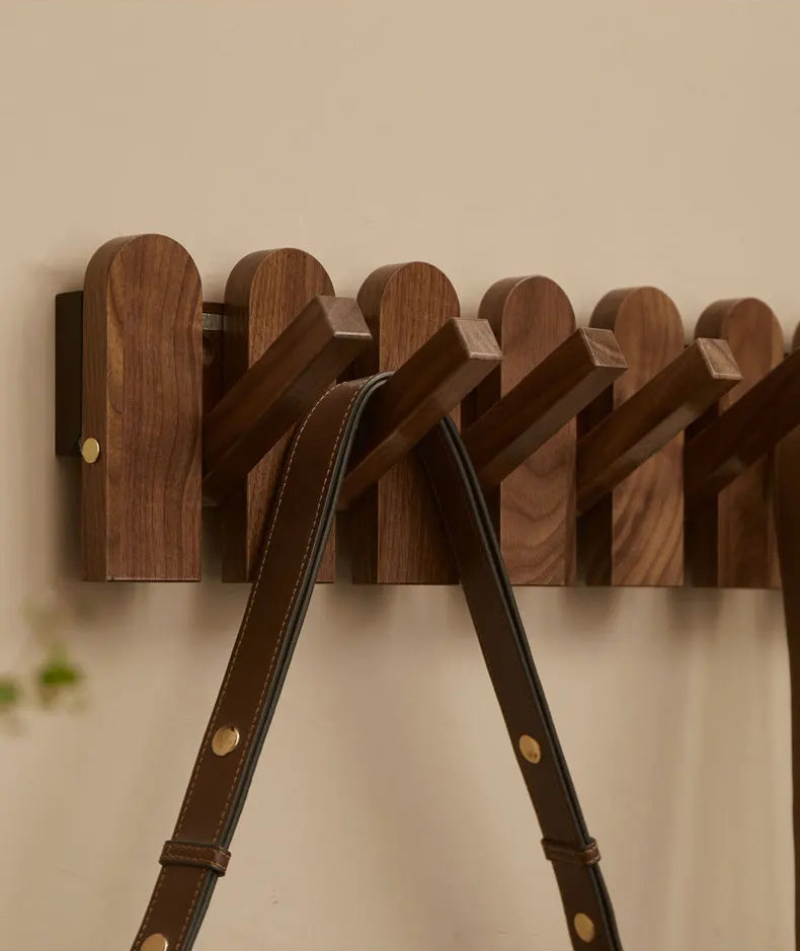 Walnut Wood Coat Rack 