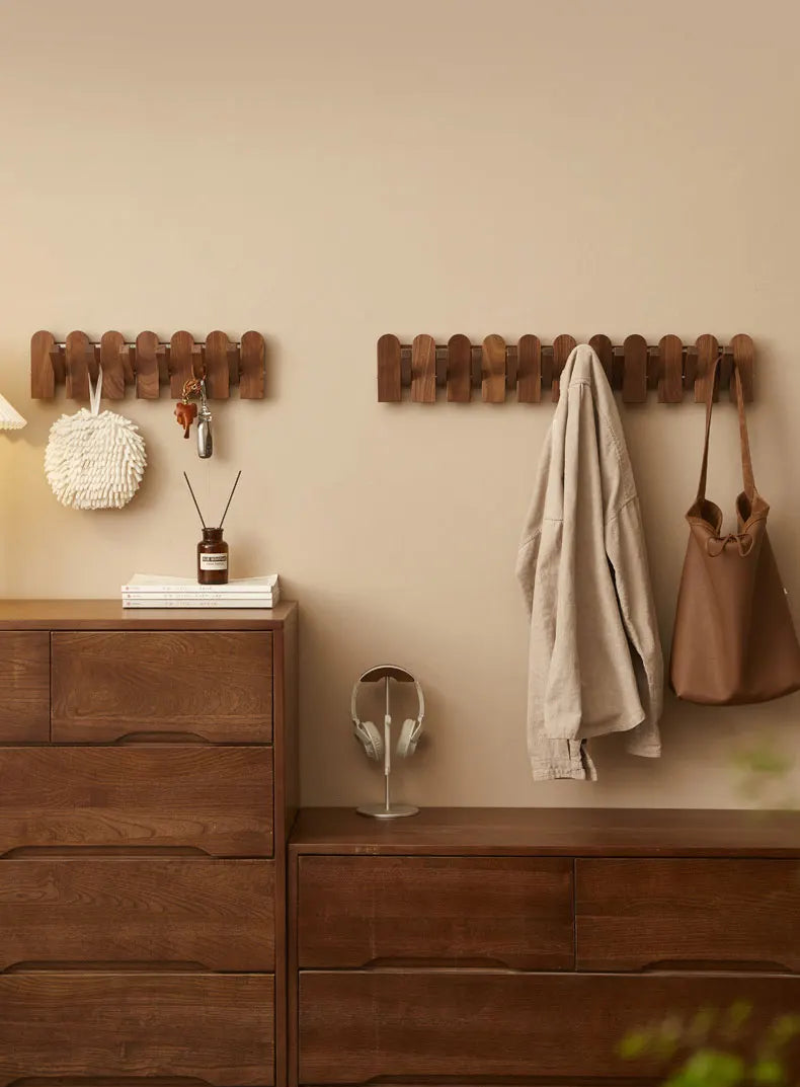 Walnut Wood Coat Rack 