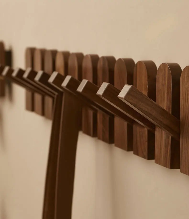 Walnut Wood Coat Rack 