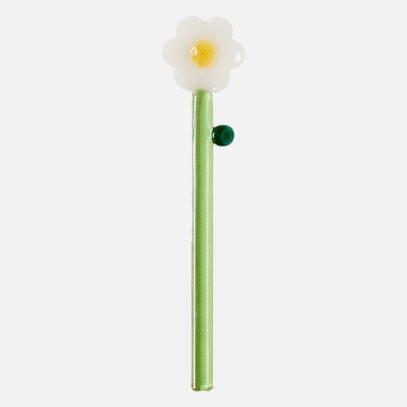 Pinky Floral Glass Stirrer