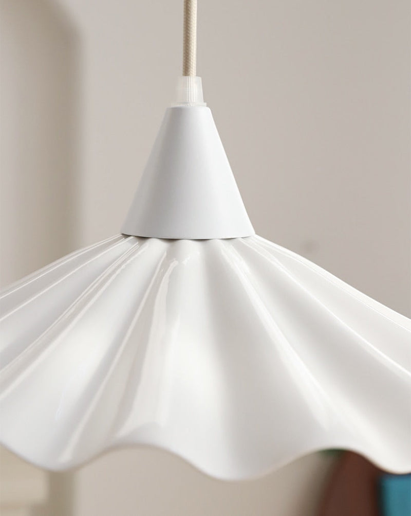 Pleated Flower Glazed Ceramic LED Pendant Light