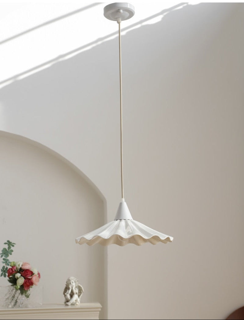 Pleated Flower Glazed Ceramic LED Pendant Light