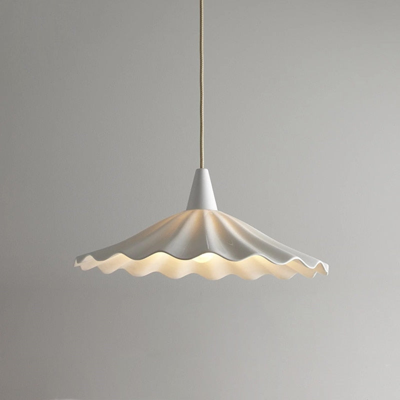 Pleated Flower Glazed Ceramic LED Pendant Light