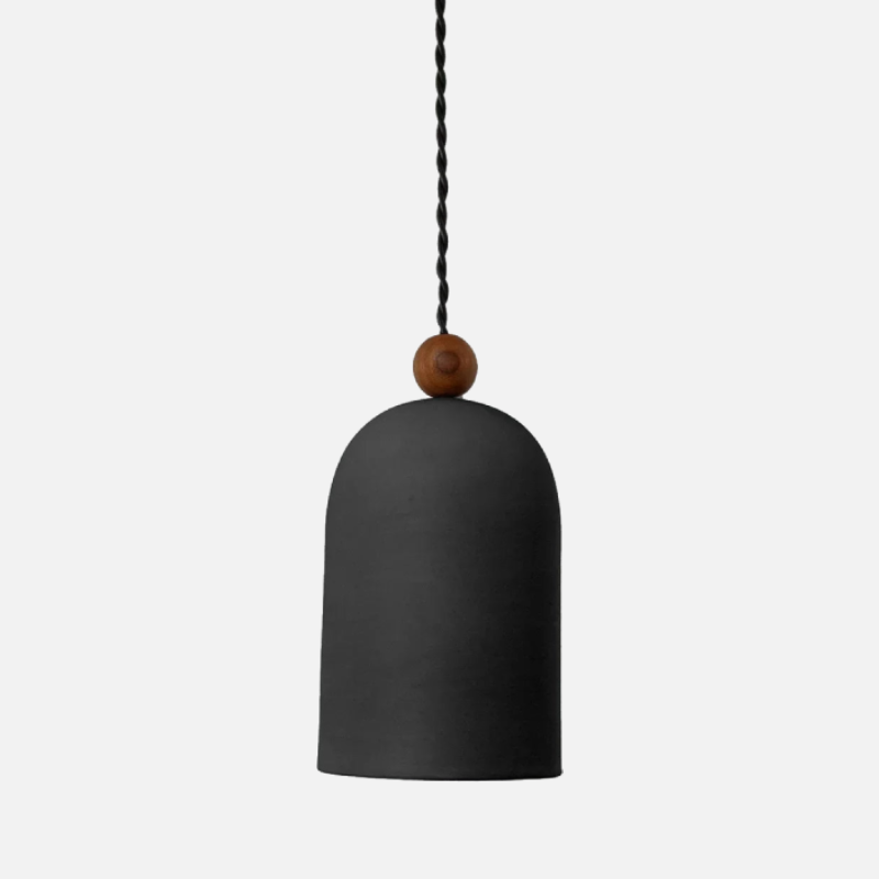 matte white black metal and walnut japanese Pendant Lamp minimalist nature decor