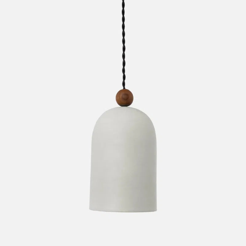 matte white black metal and walnut japanese Pendant Lamp minimalist nature decor