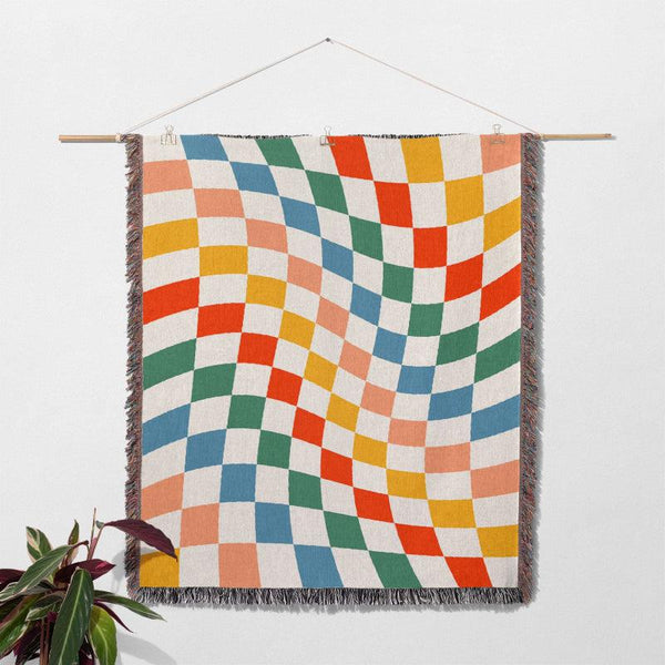 Rainbow Checkered Throw