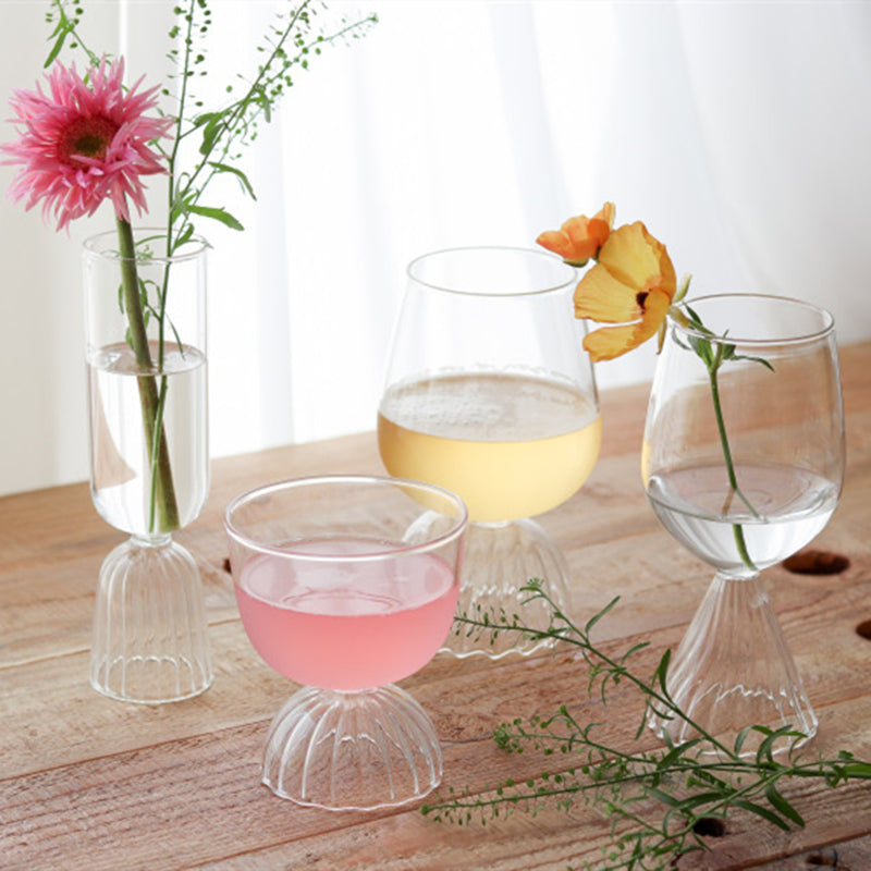 round Borosilicate Glass with scallop edge stand glass cups