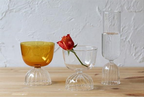 round Borosilicate Glass with scallop edge stand glass cups