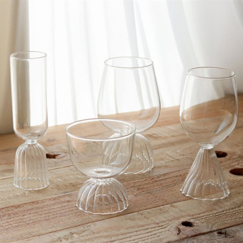 round Borosilicate Glass with scallop edge stand glass cups