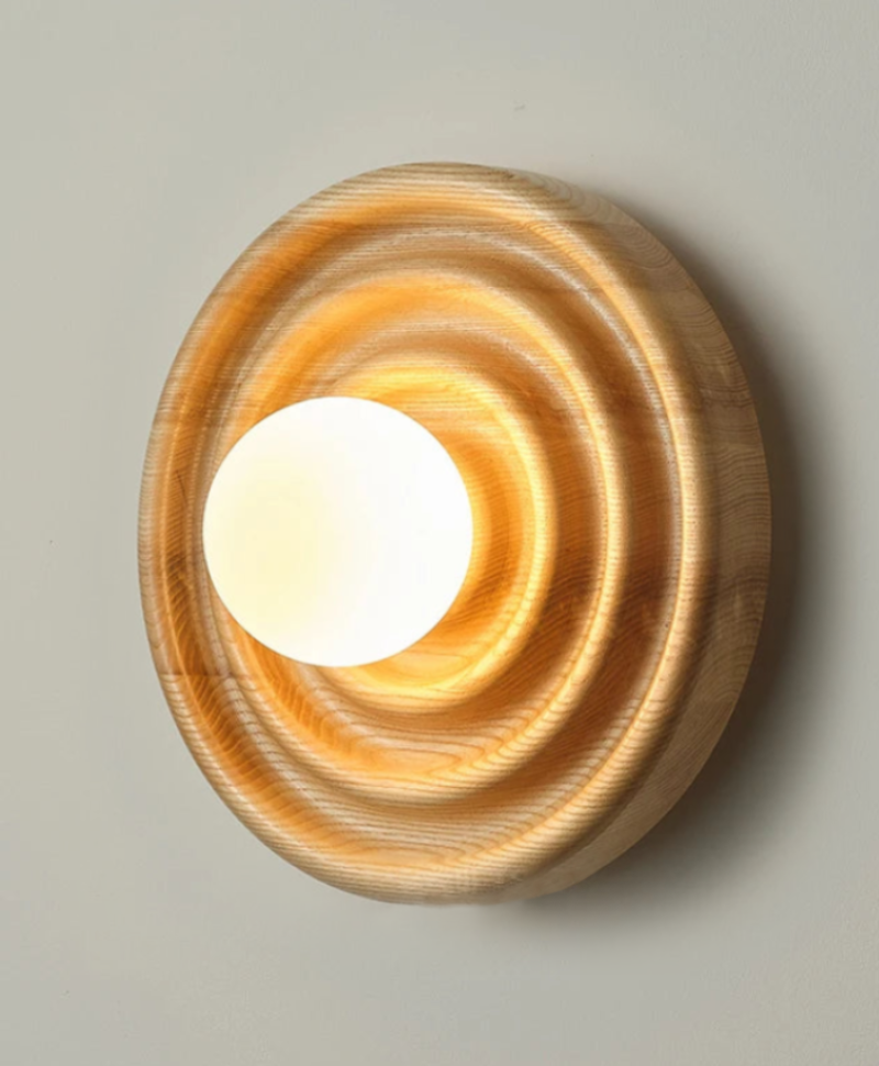 Ripple Walnut Wall Lamp solid wood retro walnut headlight entrance lighting wall decor