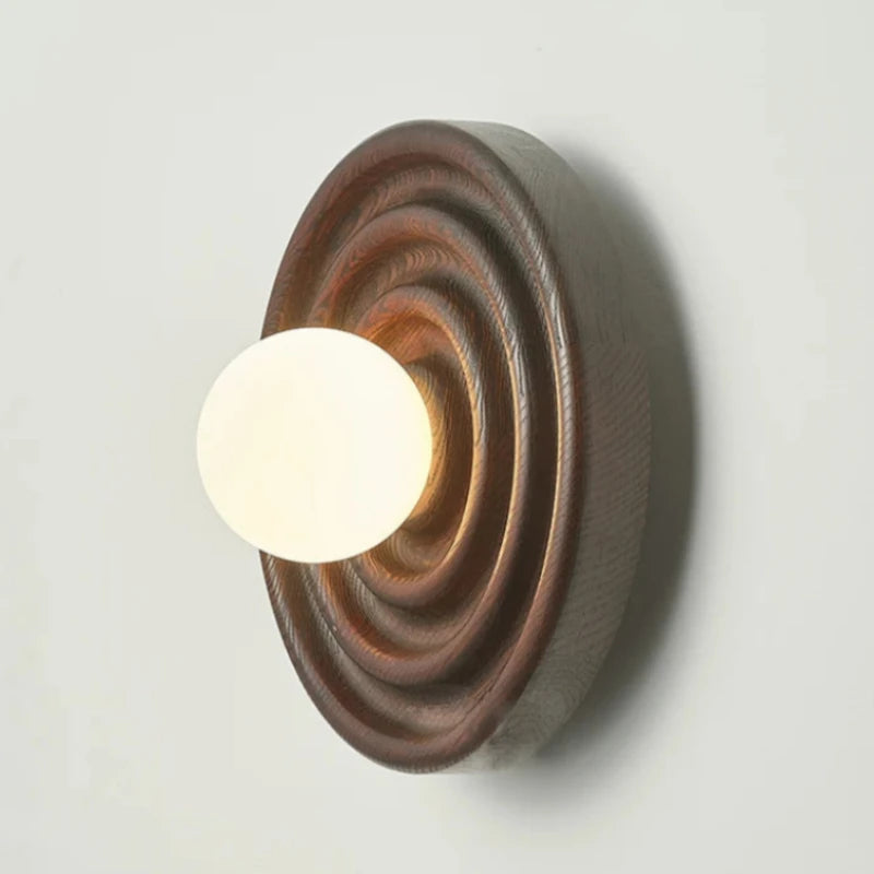 Ripple Walnut Wall Lamp solid wood retro walnut headlight entrance lighting wall decor