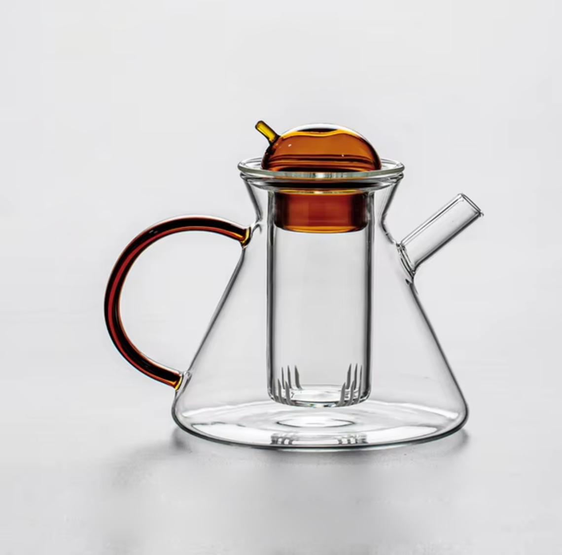 Modern tempered glass heat resistant teapot set with immersion cup