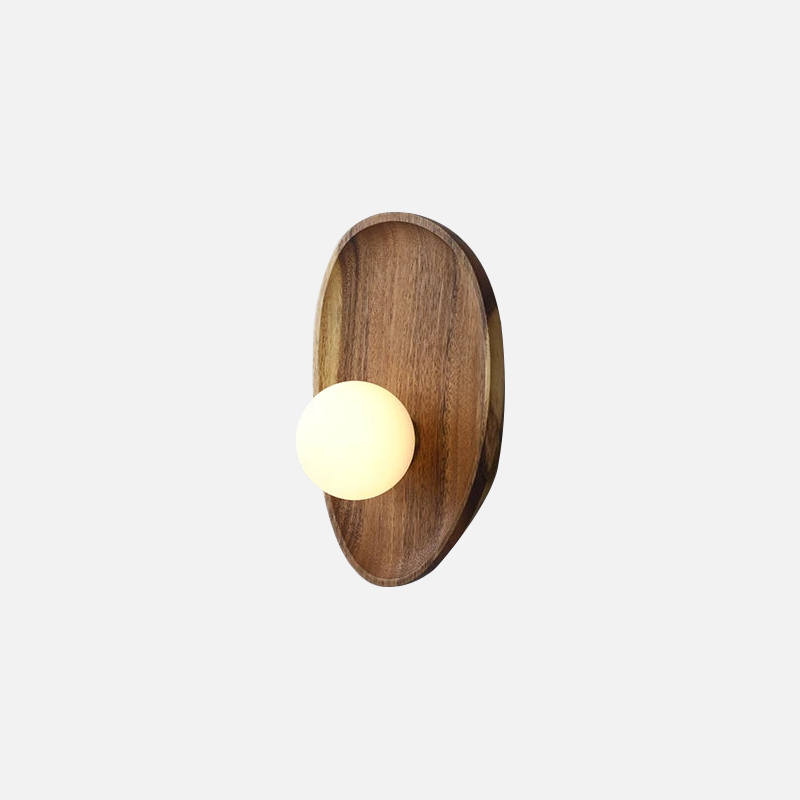 Vintage Wooden Wall lamp with frosted glass globe minimalist wall lamp