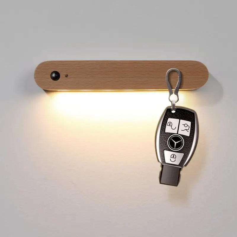 wooden magnetic key holder and nightlight sensor minimalist portable