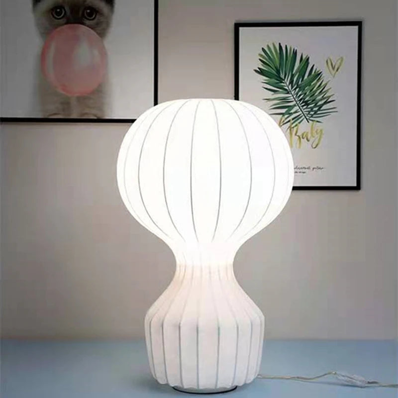 Silk Lantern Table Lamp Nordic style fabric desk lamp