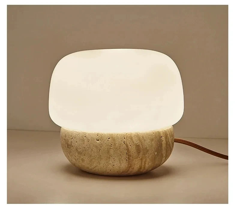 travertine stone mushroom LED lamp floor table lamp