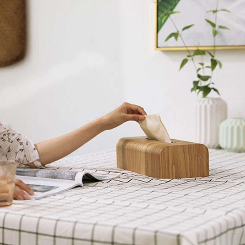 Walnut Wood Tissue Box Desktop Storage Box Wooden Tissue Case Home Ornament Napkin Holder