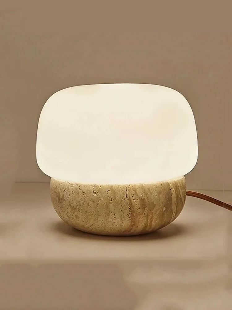 travertine stone mushroom LED lamp floor table lamp