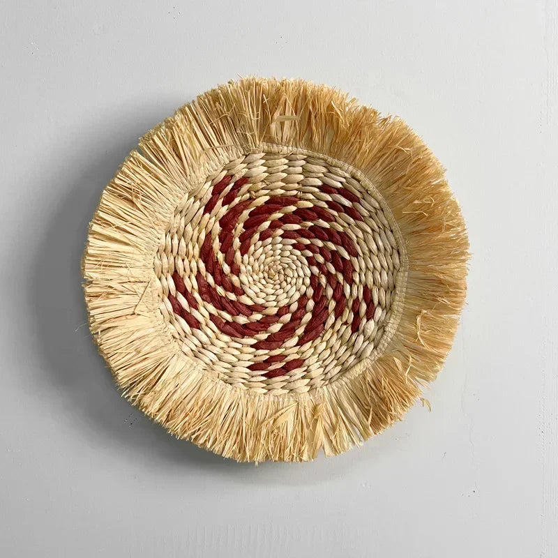 Scandinavian inspired raffia wall art woven raffia boho wall art