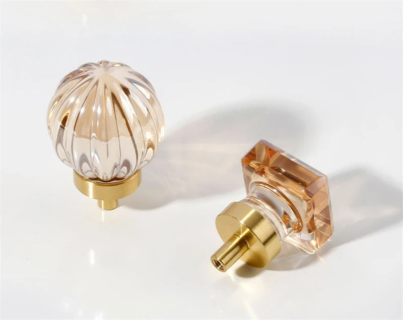 Luxury Crystal and brass furniture door handle knob pull