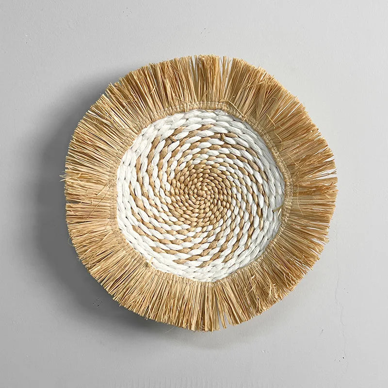 Scandinavian inspired raffia wall art woven raffia boho wall art