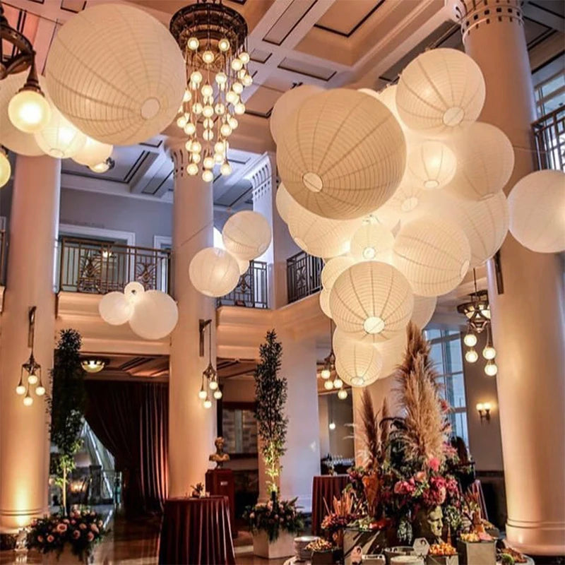 hanging paper lanterns with led lights party event lights