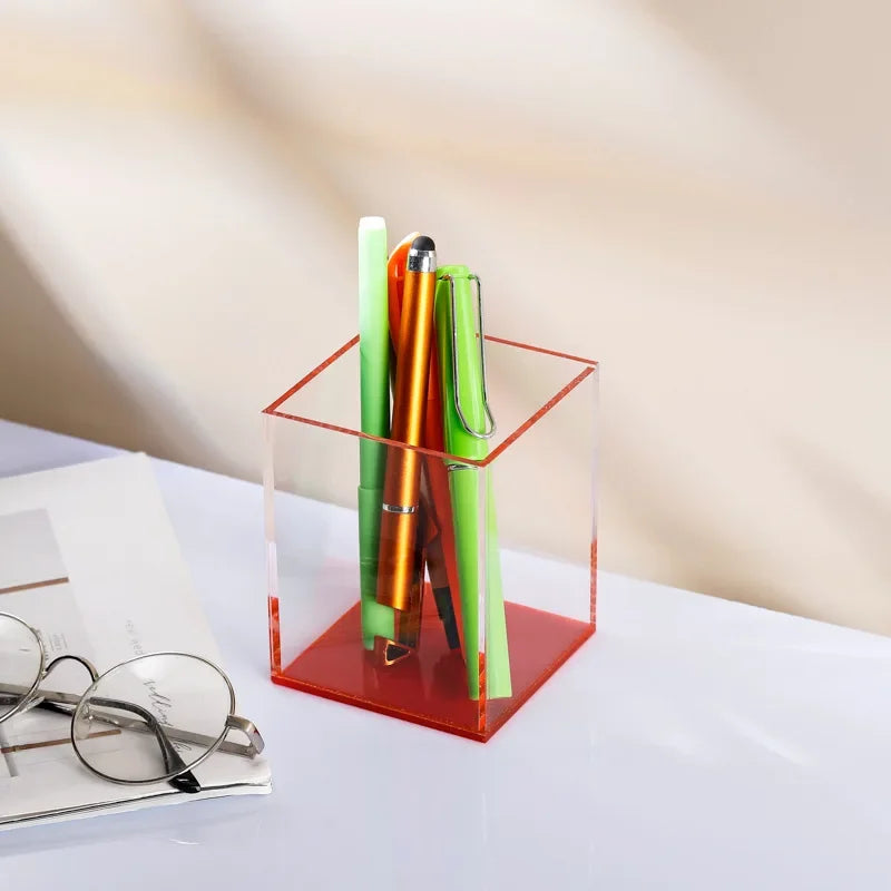 Transparent Color Acrylic Pen Holder desk organizer