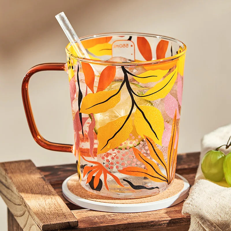 Summer Leaf Glass Mug