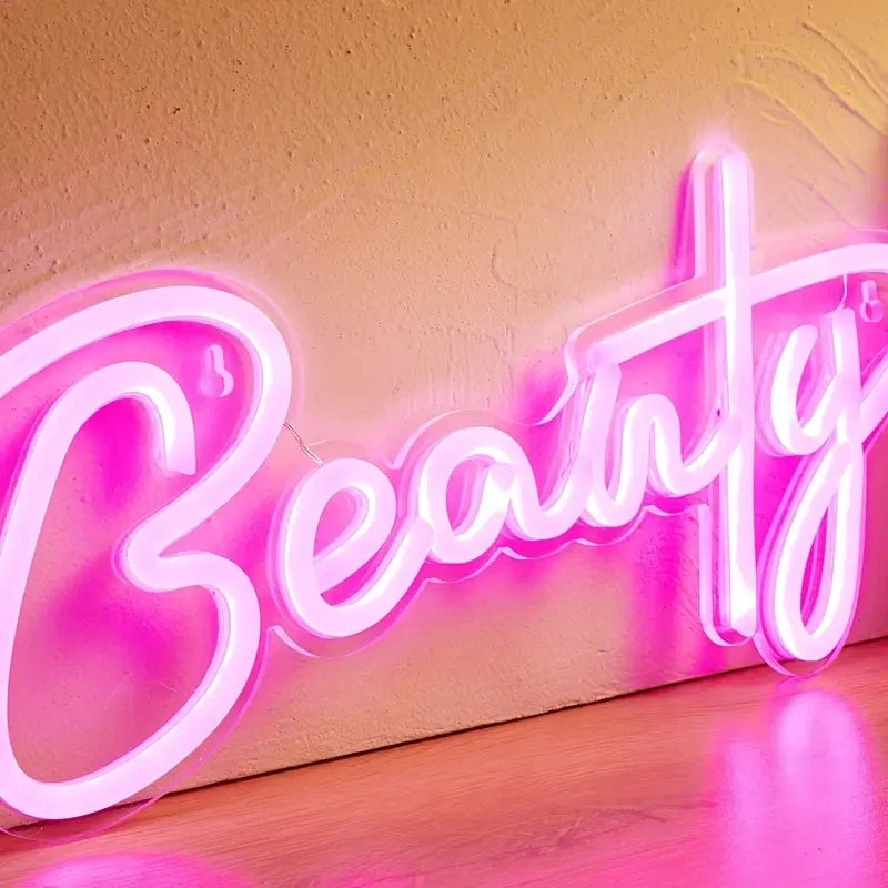 Beauty hot pink neon light for beauty salon powder room bedroom decor