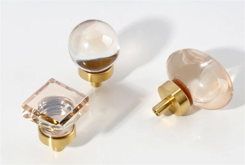 Luxury Crystal and brass furniture door handle knob pull