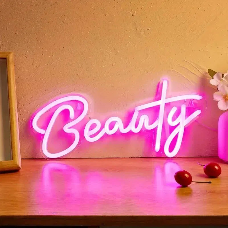 Beauty hot pink neon light for beauty salon powder room bedroom decor