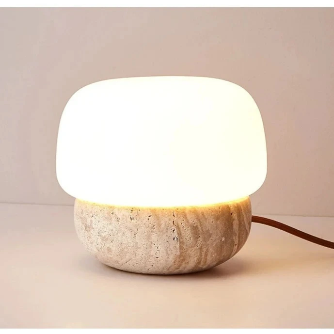 travertine stone mushroom LED lamp floor table lamp