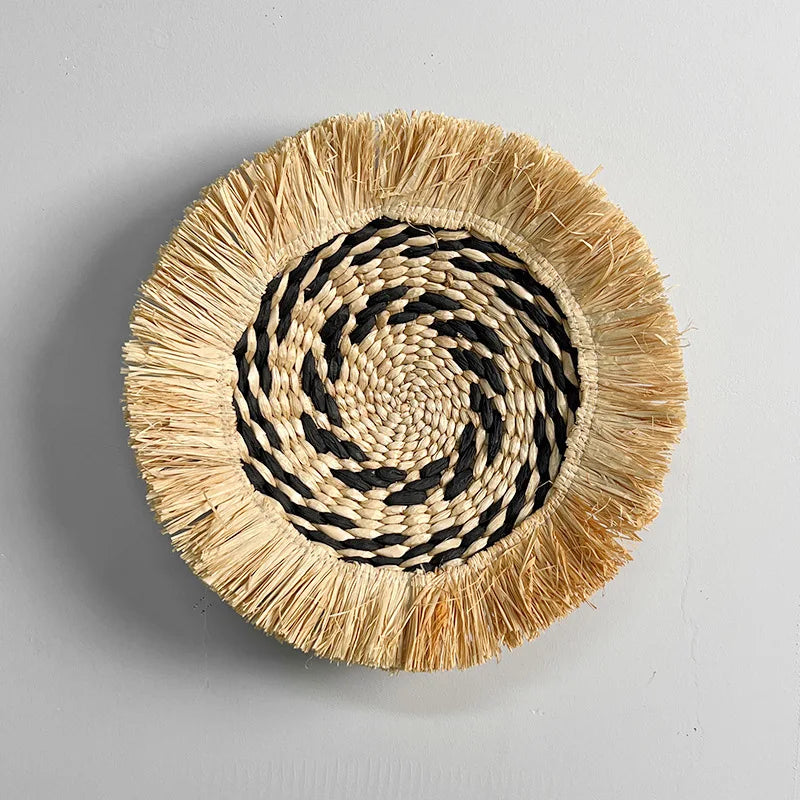 Scandinavian inspired raffia wall art woven raffia boho wall art