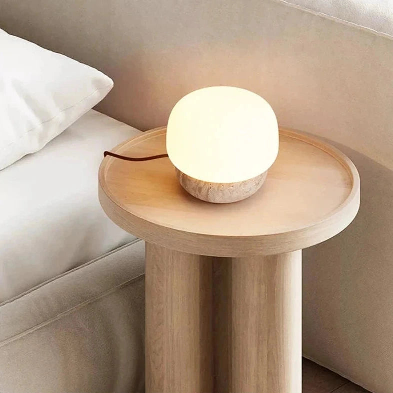 travertine stone mushroom LED lamp floor table lamp