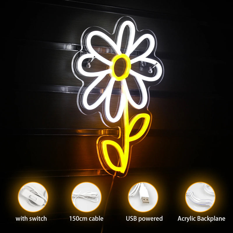 Daisy neon sign party bedroom living room decor