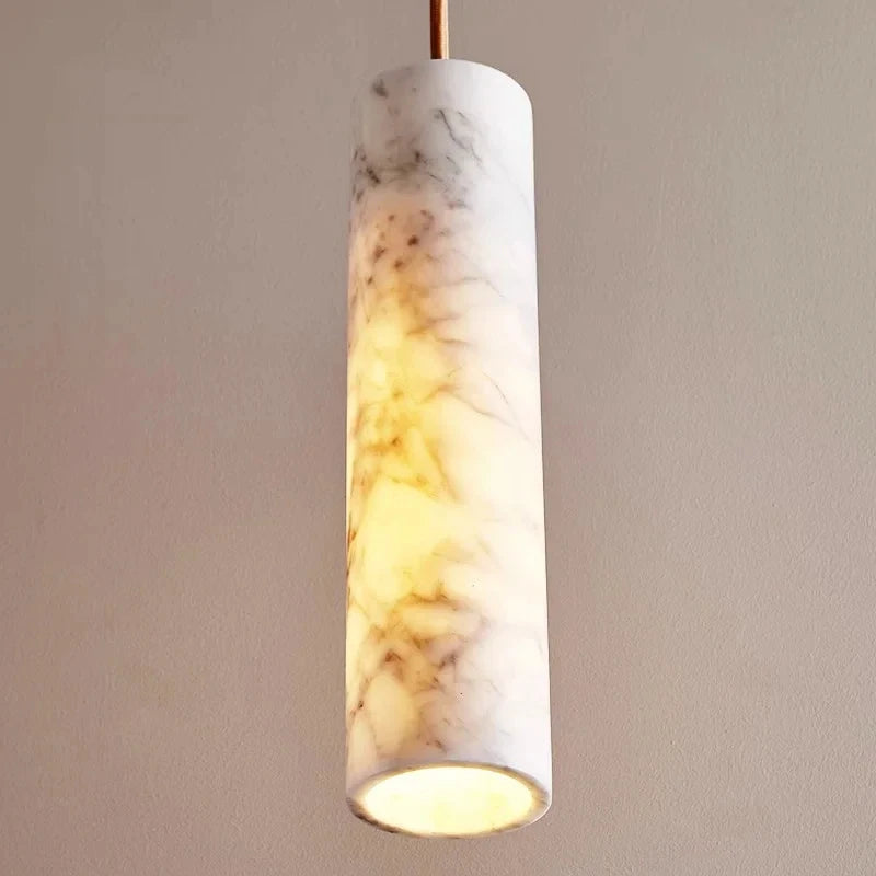 Opus marble LED pendant light cylinder marble lamp 