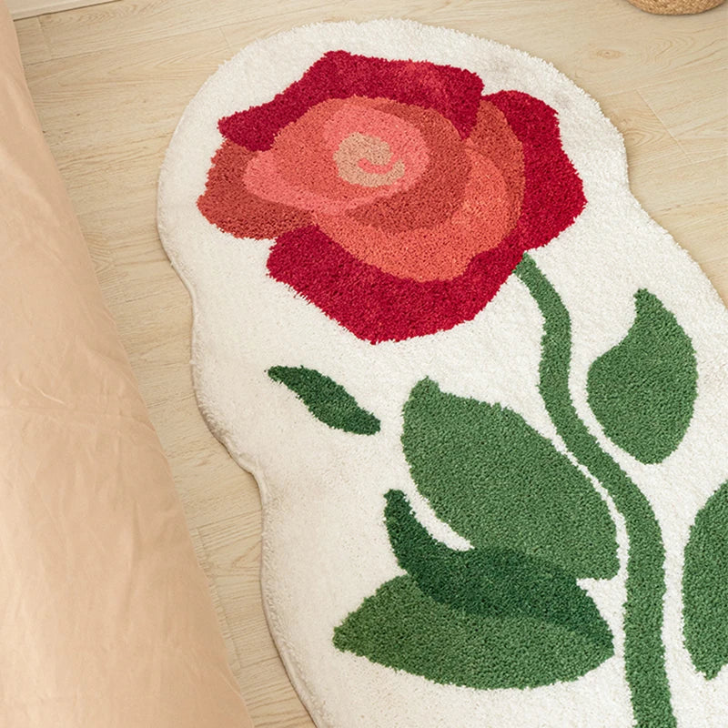 tulip print tufted carpet rug non slip rug plush carpet floral print tulip carpet